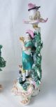 1780 English Chelsea Porcelain Figural Boccage Candlesticks,  Gold Anchor Figurines photo 4