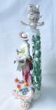 1780 English Chelsea Porcelain Figural Boccage Candlesticks,  Gold Anchor Figurines photo 7