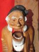 A1401 Vintage Hand Carved Wood Figural Nutcracker Of An Old Man Carved Figures photo 5