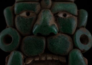 Pre Columbian Mayan Mosaic Stone Maskette - Amulet Antique Statue - Olmec Mayan1022 photo