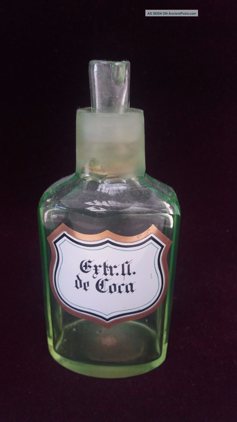 Antique Vaseline Uranium Glass Pharmacy Apothecary Jar “extr.  De Coca” Bottles & Jars photo