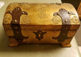Moroso Wood Stenciled Footed Jewelry Or Trinket Box Stamp Made In Italy 7 L 5 