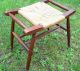 Vintage Woven Rush Caned Seat Bench Stool Post-1950 photo 2
