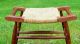 Vintage Woven Rush Caned Seat Bench Stool Post-1950 photo 3