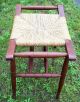 Vintage Woven Rush Caned Seat Bench Stool Post-1950 photo 4