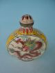 Collect Copper Cloisonne Painting Flowers Mighty Dragon Snuff Bottle Decoration Snuff Bottles photo 5
