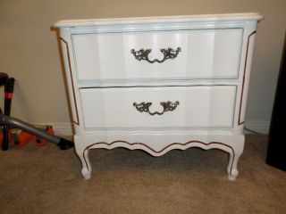Solid Wood French Provincial Hand - Painted White 2 - Drawer Dresser / Nightstand photo