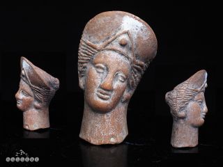 4th - 1st C.  Bc Roman / Etruscan Terracotta Votive Head Of Goddess / Venus photo
