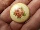 Painted Enamel Rose In Brass Vintage Button 1 - 1/8 
