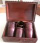 Vintage Peruvian Inca Box Hand Crafted Tooled Leather With Peruda Game Goblets Latin American photo 3