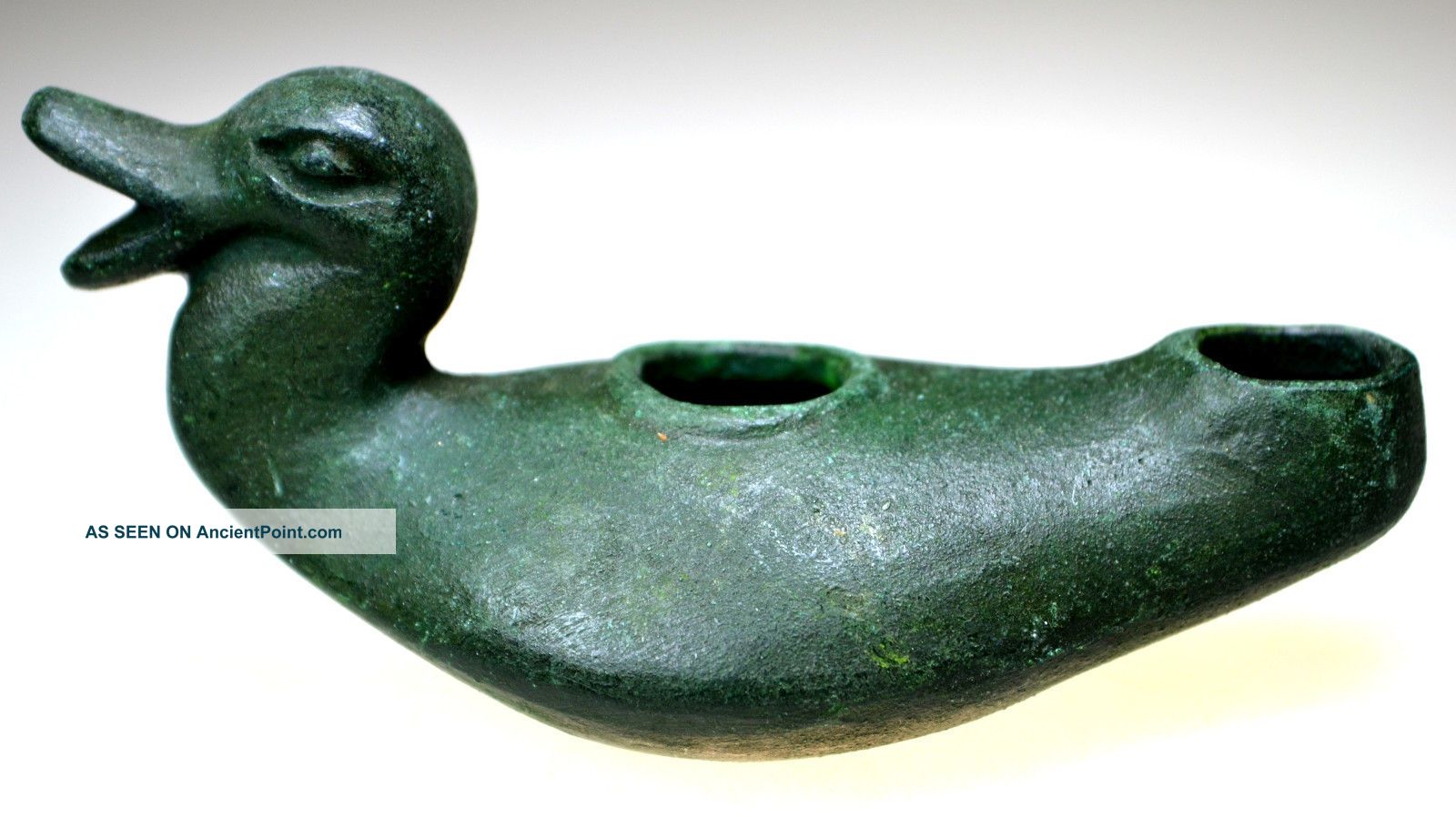 Roman Bronze Oil Lamp Duck Shaped Handle Roman photo