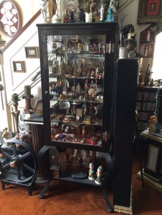 Vintage Medical Doctor ' S 4 Glass Shelve Lab Glass Cabinet Display Show Case photo