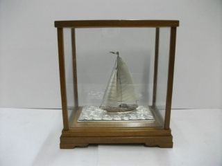 The Sailboat Of Silver Of The Most Wonderful Japan.  A Japanese Antique. photo