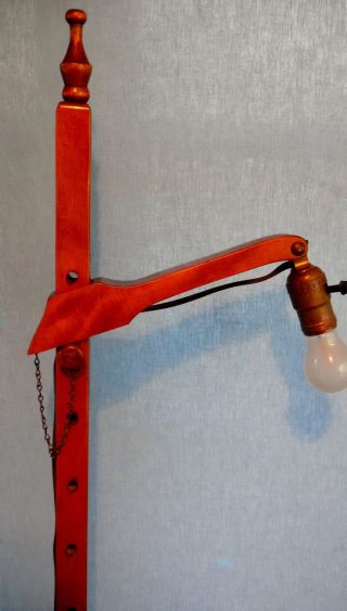 Vtg Primitive Adjustable Arts & Crafts Wood Wooden Floor Lamp photo