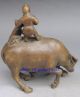 China Old Brass Hand - Carved Statue Art Three Children Two Cows Figurines & Statues photo 1