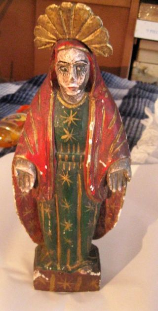 Vintage Carved Wood Santo Hand Painted No Parts Missing photo