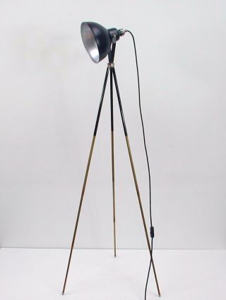 Vintage Industrial Tripod Floor Lamp Photographers Lamp By Zeiss Ikon,  1930s photo