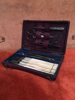 Antique R & J Beck 19th Century Medical Surgeons Dissection Kit Microscope Prep photo
