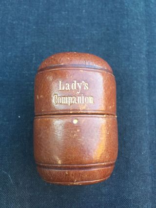 Lady ' S Companion Sewing Box Leather Empty 2 3/4 