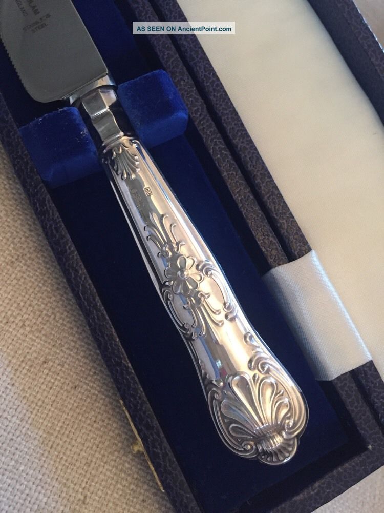Vintage English Sterling Silver Handle Bridal Knife Orig Presentation Box Kings Flatware & Silverware photo