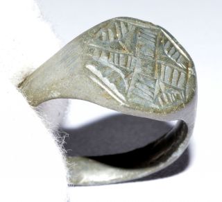 Lovely Early Medieval Ring - Engraved With Cross Motif - Historical Gift - Op100 photo