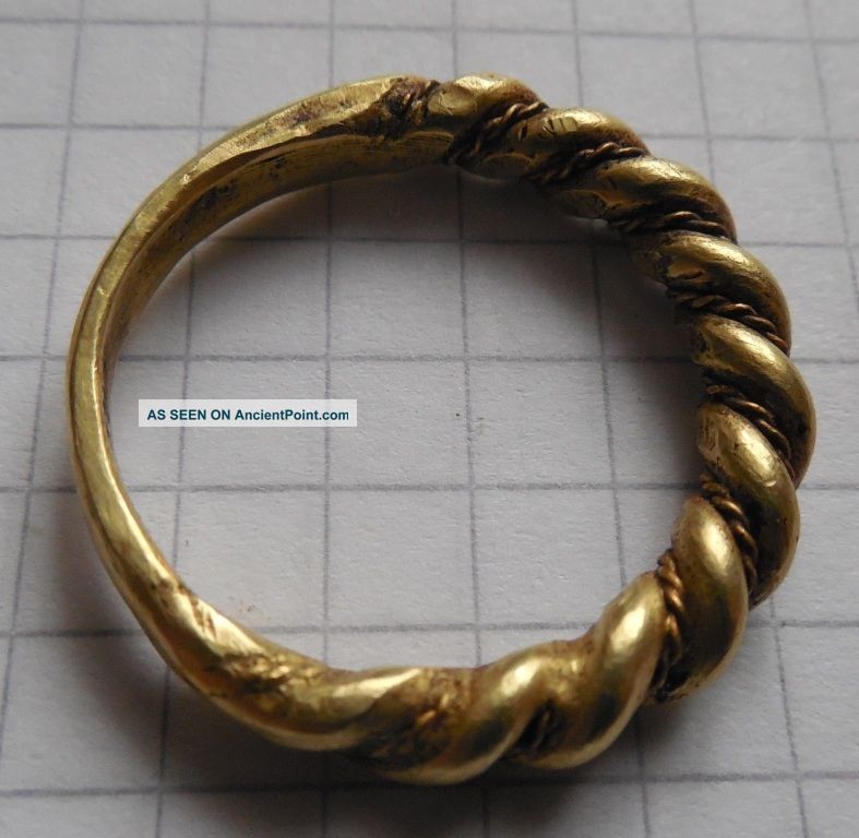 Viking Period Gold Crimped Ring Big Size 7.  75g Viking photo