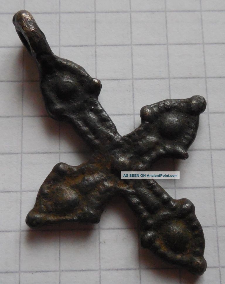 Viking Period Double - Sided Bronze Cross Viking photo