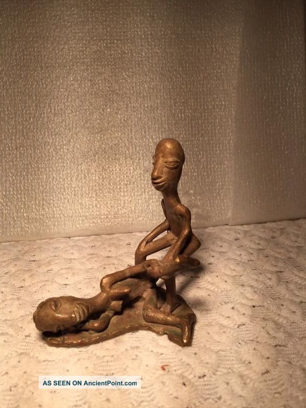 Rare Antique African Bronze Ashanti Gold Weight - Man Women Love L Sculptures & Statues photo
