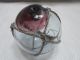 Vintage Glass Fishing Float Deep Cranberry Seal In Net 2.  25 